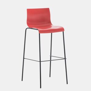 Taburete de Bar Hover de Plástico Base de 4 Patas Rojo 48X43X100 cm