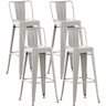Juego de 4 taburetes de bar Mason Metal Plateado 43X44X96 cm