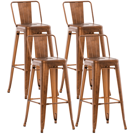 Juego de 4 taburetes de bar Mason Metal Cobre 43X44X96 cm
