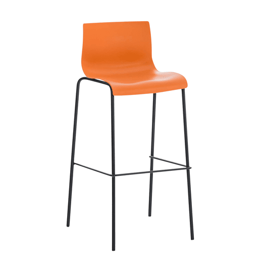Taburete de Bar Hover de Plástico Base de 4 Patas Naranja 48X43X100 cm