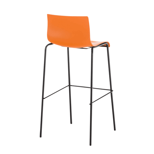 Taburete de Bar Hover de Plástico Base de 4 Patas Naranja 48X43X100 cm