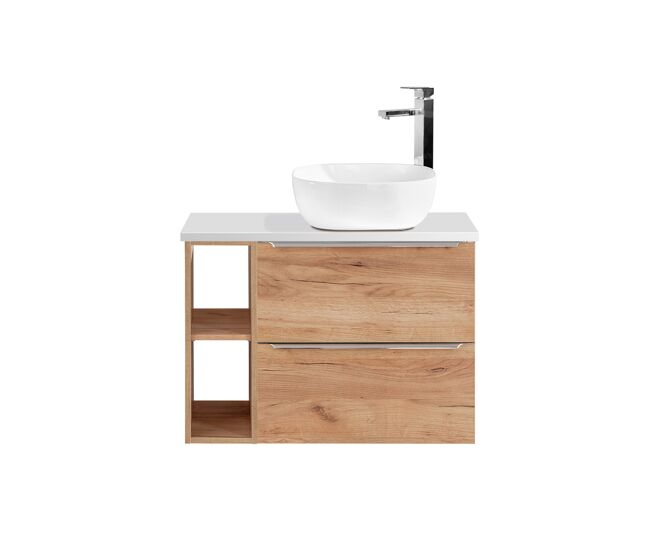 Mueble lavabo individual 80 cm 2 nichos april madera y blanco
