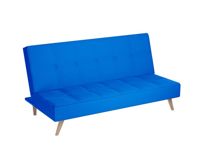 Sofá cama clic clac tipo libro de 3 plazas modelo berlin, diseño moderno, práctico y funcional, azul