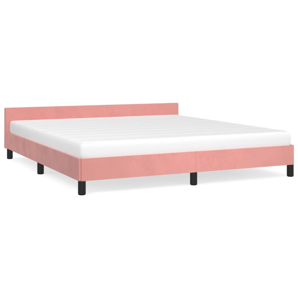 Estructura de cama con cabecero de terciopelo rosa 180x200 cm