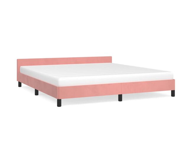 Estructura de cama con cabecero de terciopelo rosa 180x200 cm