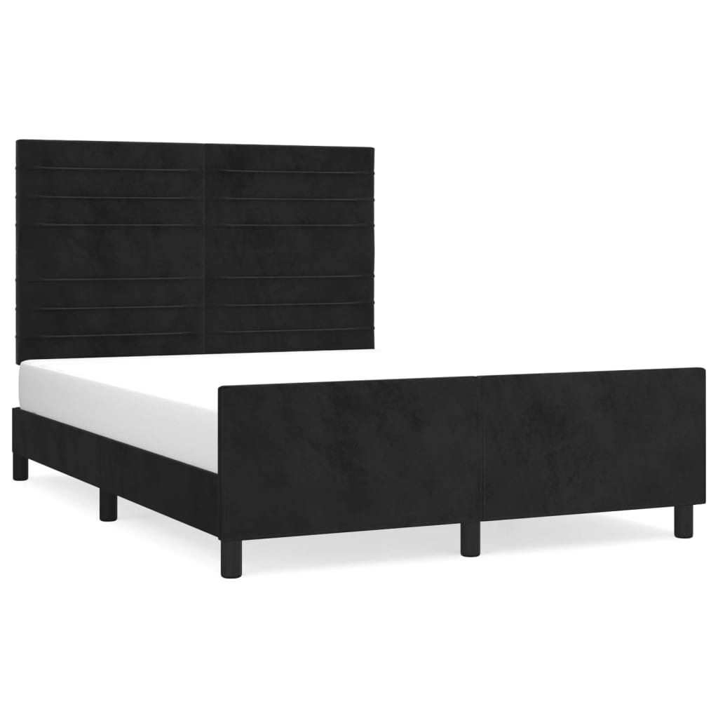 Estructura cama con cabecero Rayas horizontales 140x190 Negro