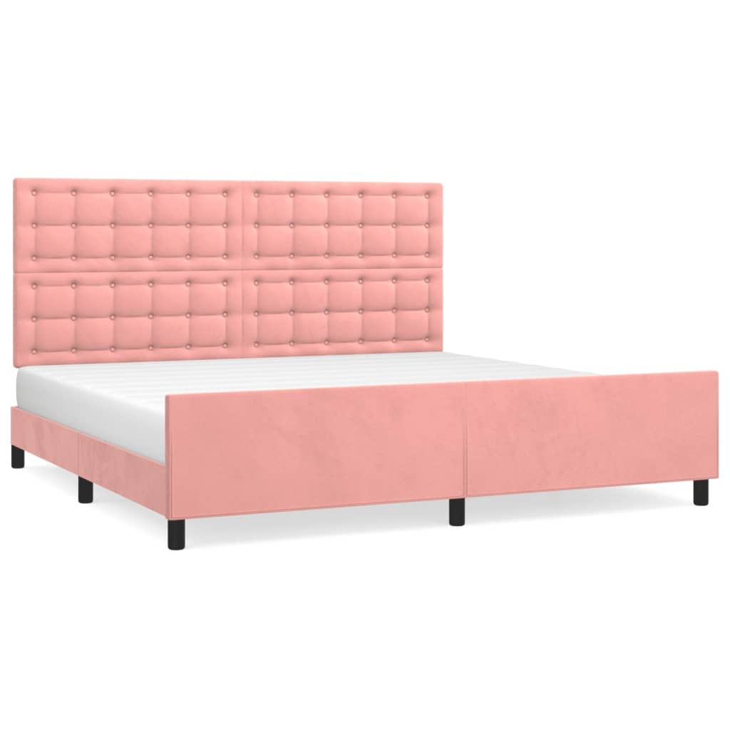 Estructura de cama con cabecero Botones 200x200 Rosa
