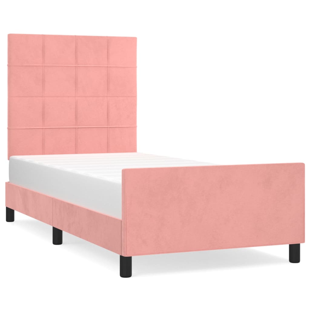 Estructura de cama con cabecero Bloques con cuadros 100x200 Rosa