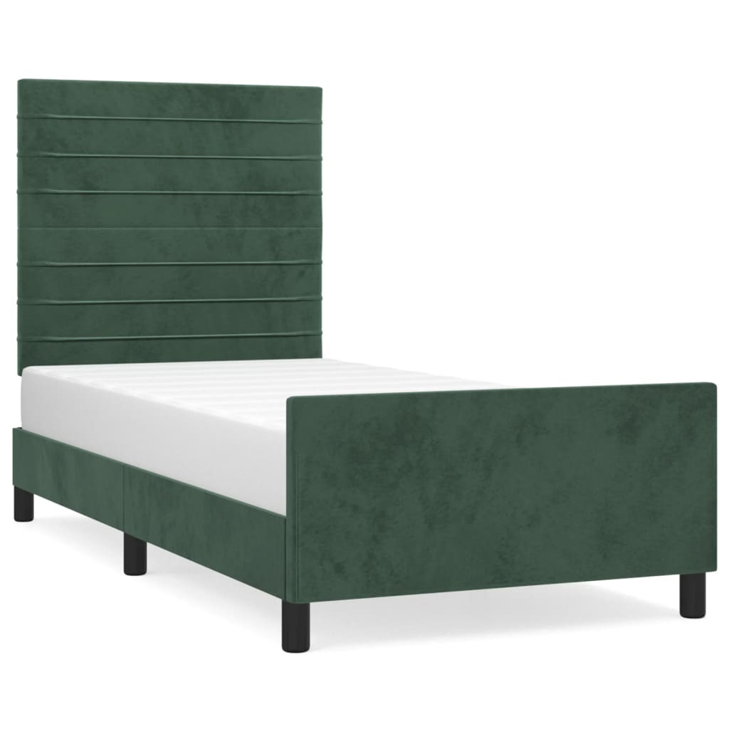 Estructura de cama con cabecero Rayas horizontales 100x200 Verde