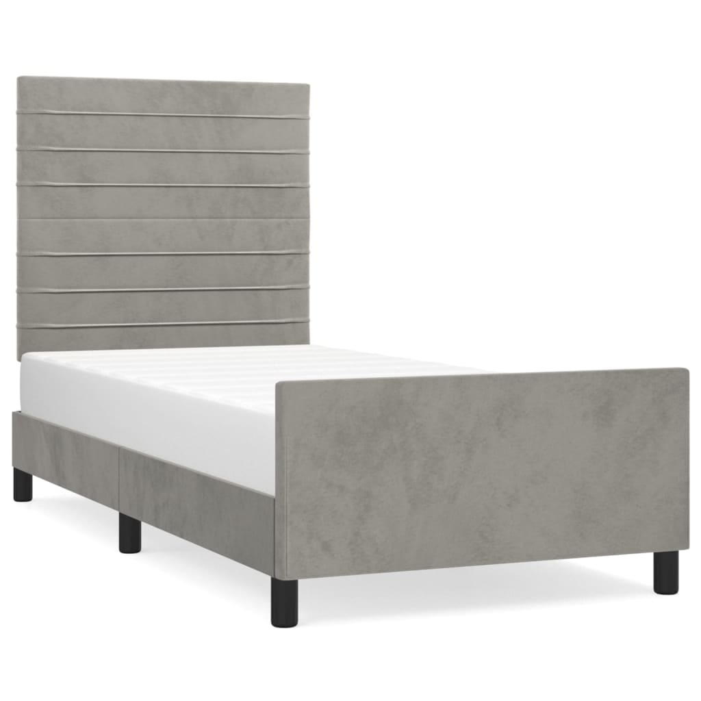 Estructura de cama con cabecero Rayas horizontales 100x200 Gris Claro