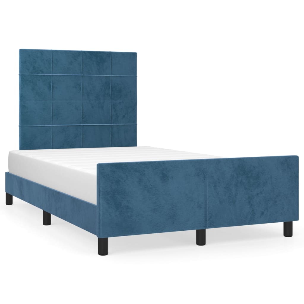 Estructura de cama con cabecero Bloques con cuadros 120x200 Azul