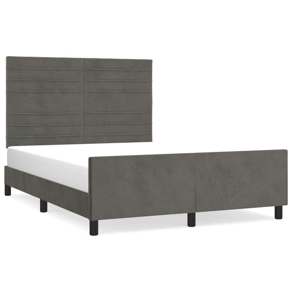 Estructura cama con cabecero Rayas horizontales 140x190 Gris