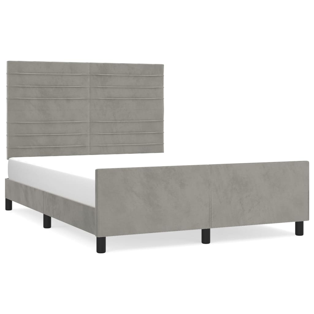 Estructura cama con cabecero Rayas horizontales 140x190 Gris Claro