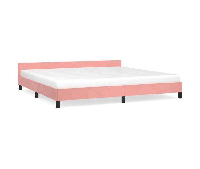 Estructura de cama con cabecero de terciopelo rosa 200x200 cm