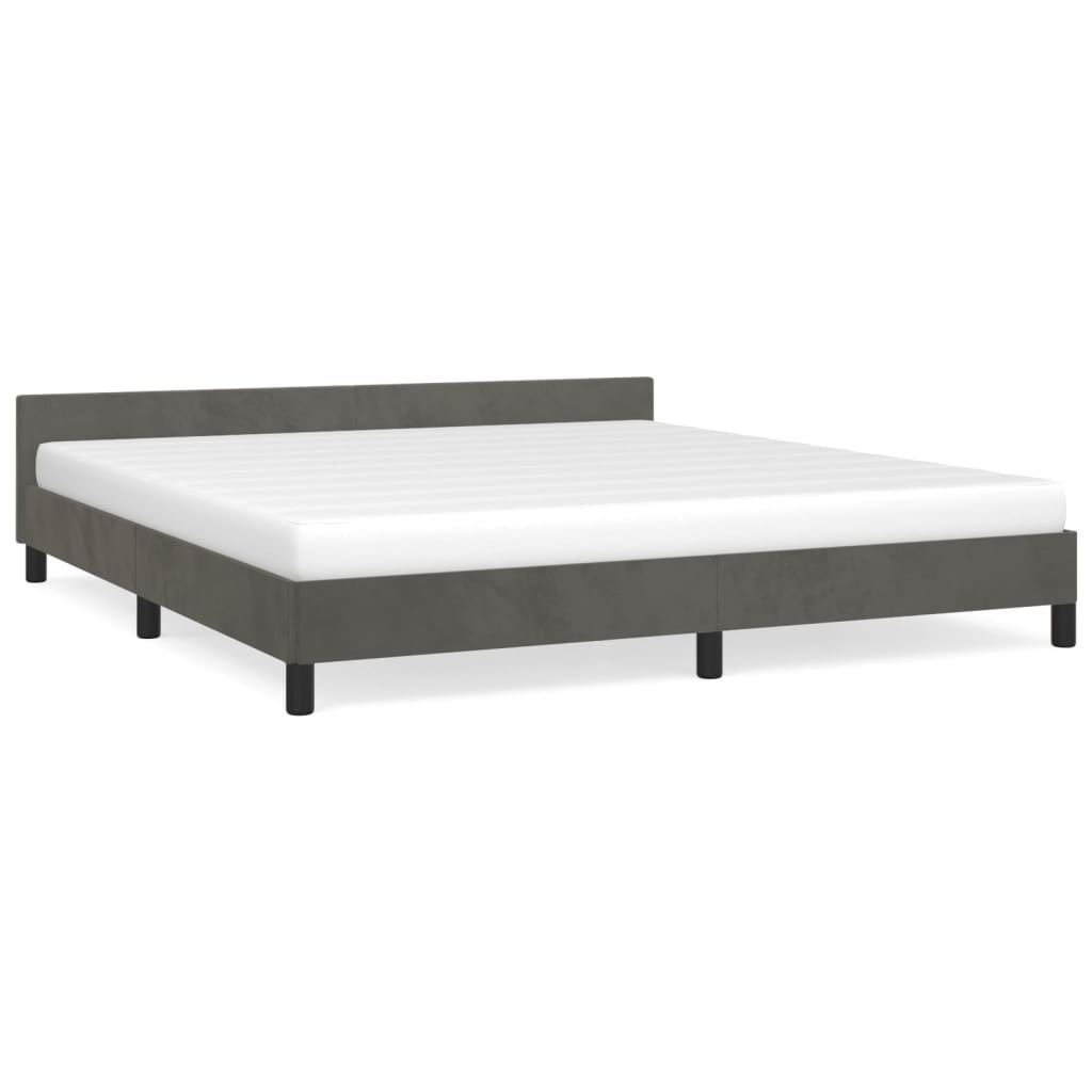 Estructura cama con cabecero terciopelo gris oscuro 180x200 cm