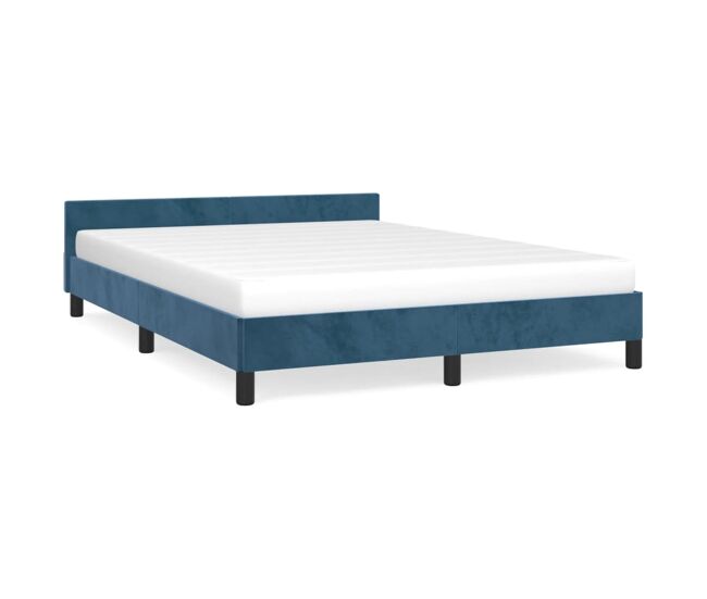 Estructura cama con cabecero terciopelo azul oscuro 140x190 cm