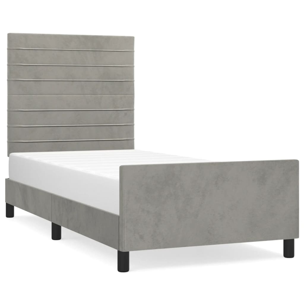 Estructura de cama con cabecero Rayas horizontales 80x200 Gris Claro