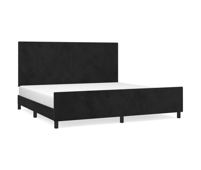 Estructura de cama con cabecero de terciopelo negro 200x200 cm diseño plano