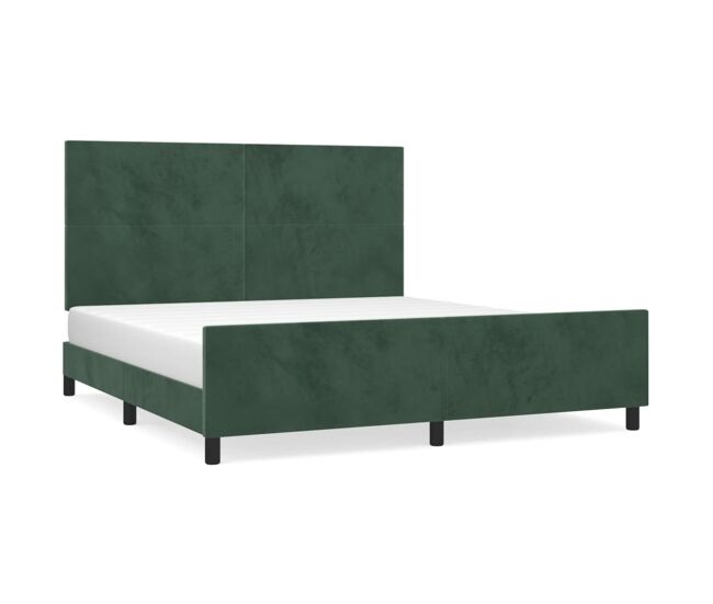 Estructura cama con cabecero terciopelo verde oscuro 160x200 cm diseño plano