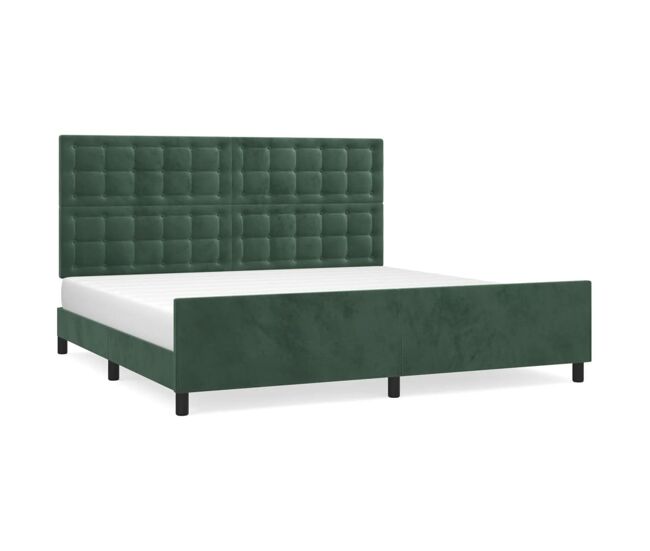 Estructura cama con cabecero terciopelo verde oscuro 200x200 cm botones