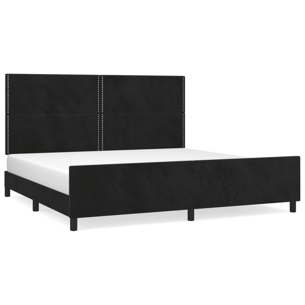 Estructura de cama con cabecero Liso con clavos 200x200 Negro