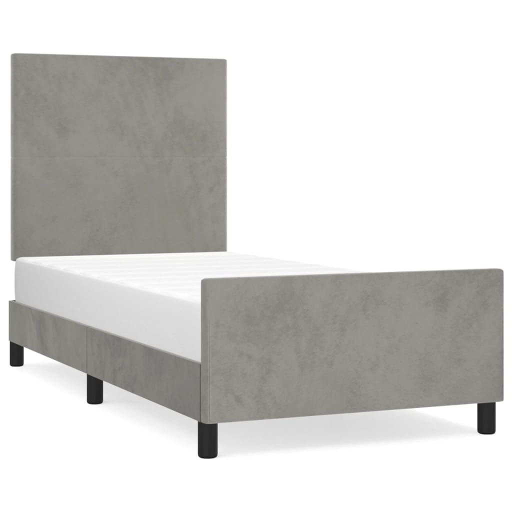 Estructura de cama con cabecero Diseño plano 80x200 Gris Claro