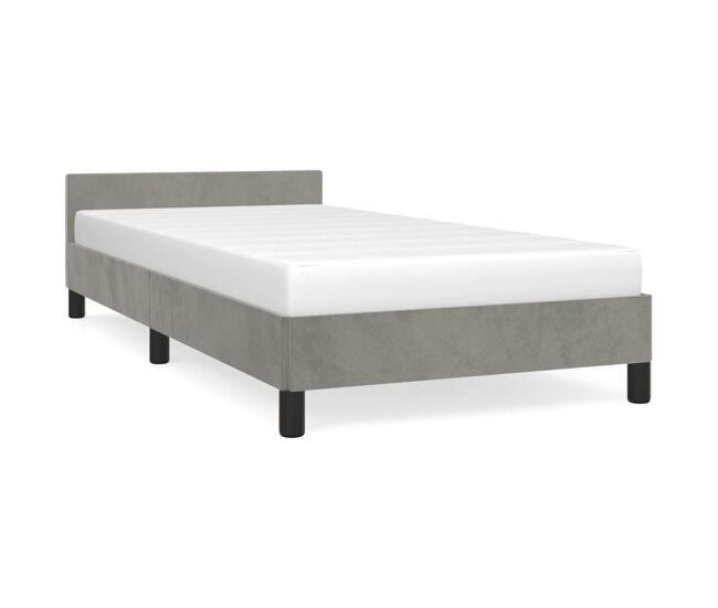 Estructura de cama con cabecero terciopelo gris claro 90x200 cm