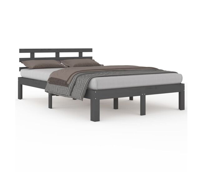 Estructura de cama madera maciza gris 200x200 cm