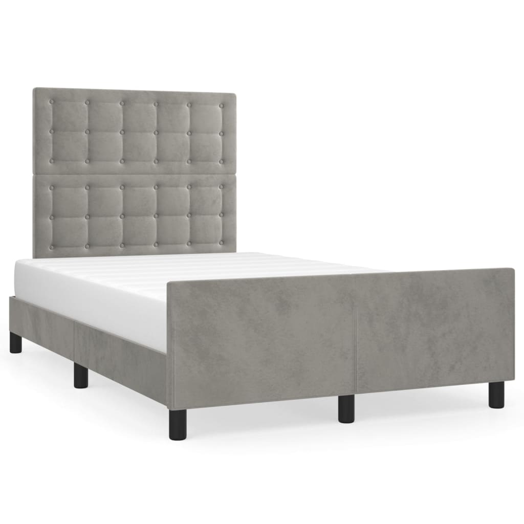 Estructura de cama con cabecero terciopelo gris claro 120x200cm botones