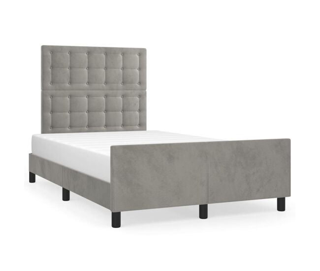 Estructura de cama con cabecero terciopelo gris claro 120x200cm botones