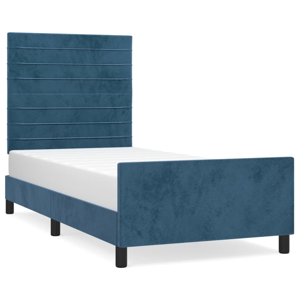 Estructura de cama con cabecero Rayas horizontales 80x200 Azul