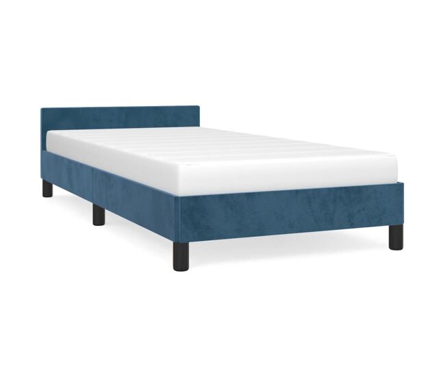 Estructura cama con cabecero terciopelo azul oscuro 80x200 cm