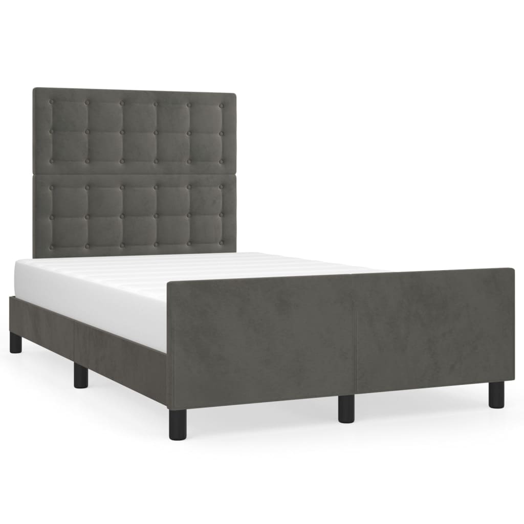 Estructura cama con cabecero terciopelo gris oscuro 120x200 cm botones