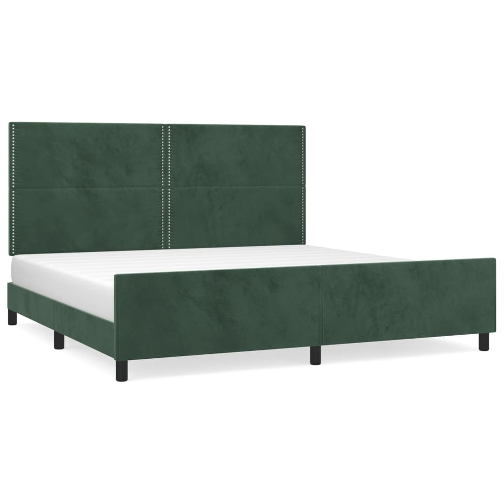 Estructura de cama con cabecero Liso con clavos 200x200 Verde