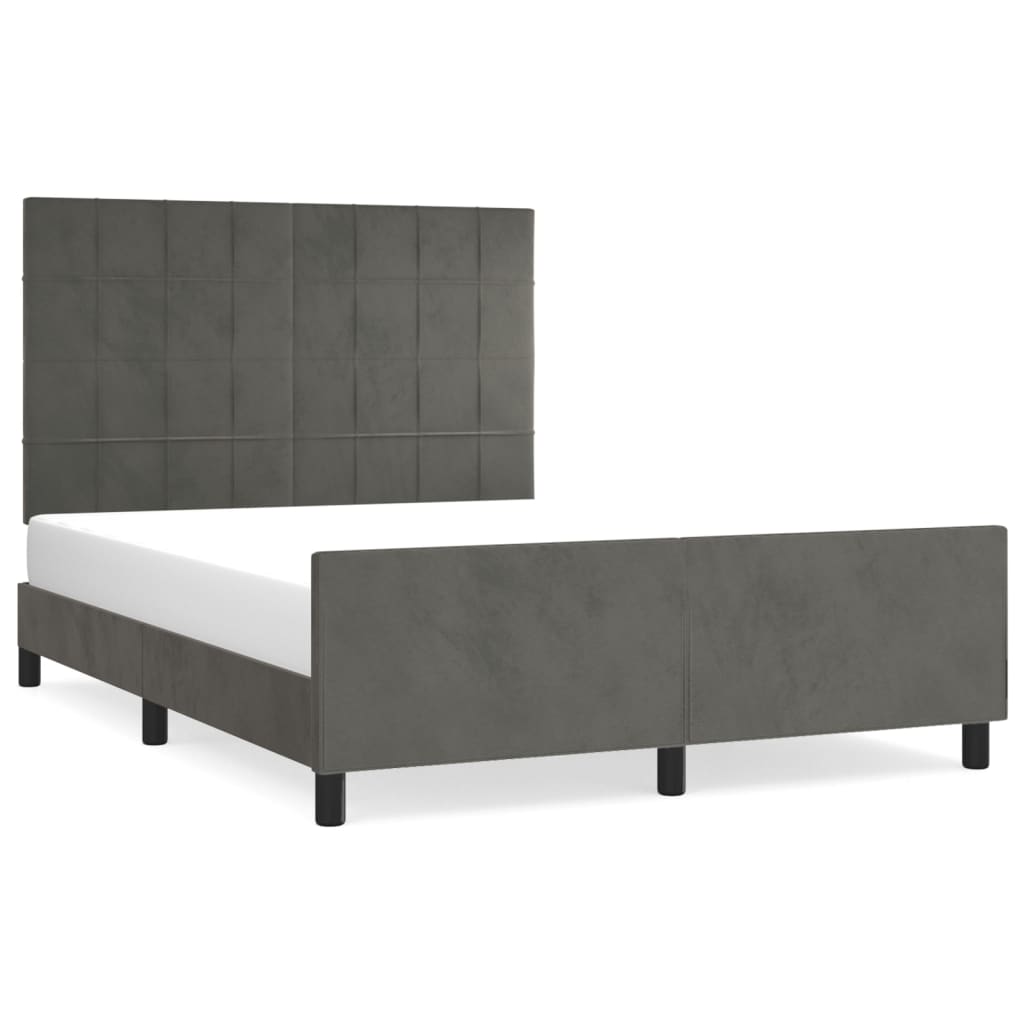 estructura cama con cabecero terciopelo gris oscuro 140x200 cm bloques con cuadros