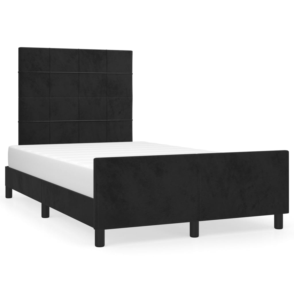 Estructura de cama con cabecero Bloques con cuadros 120x200 Negro
