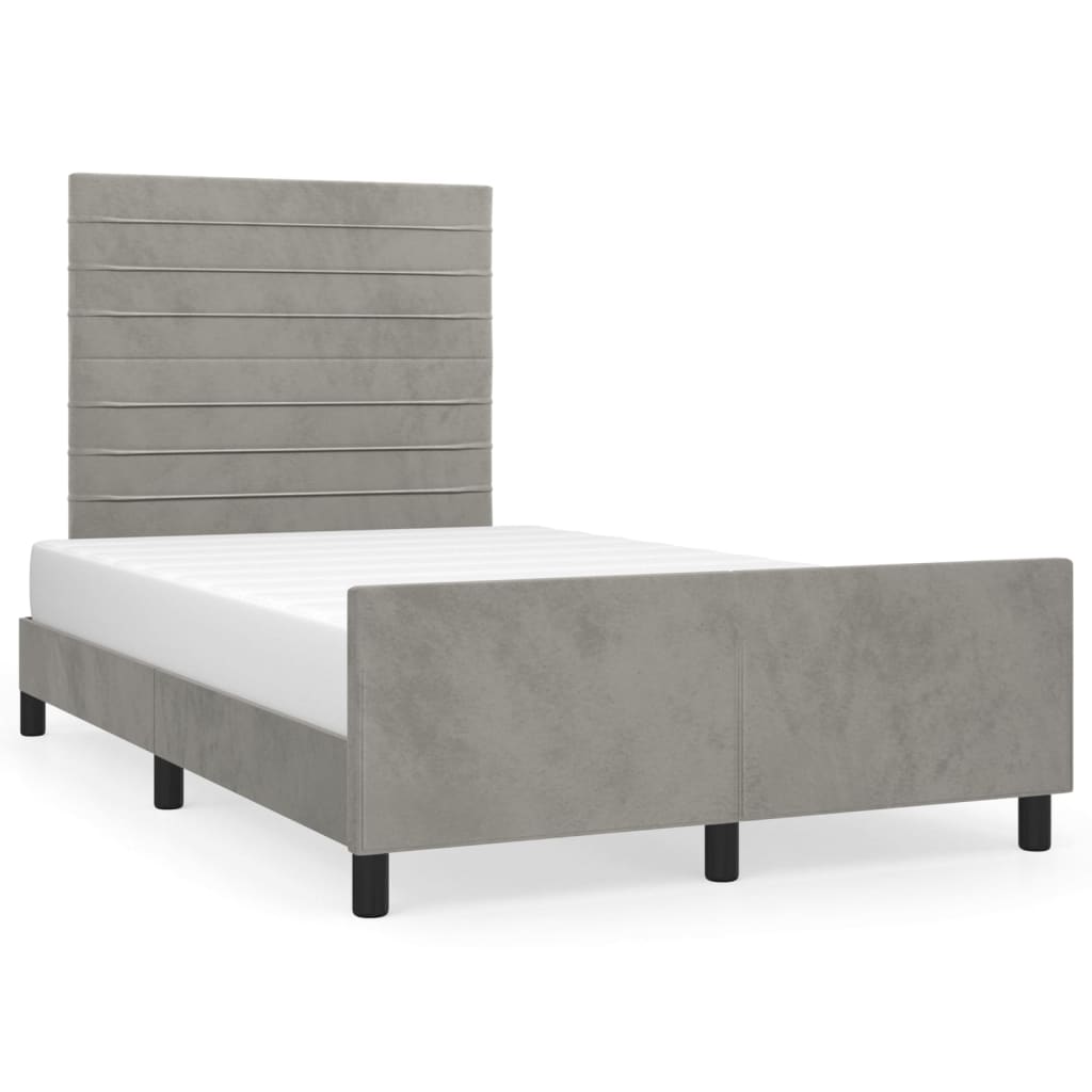 Estructura de cama con cabecero Rayas horizontales 120x200 Gris Claro