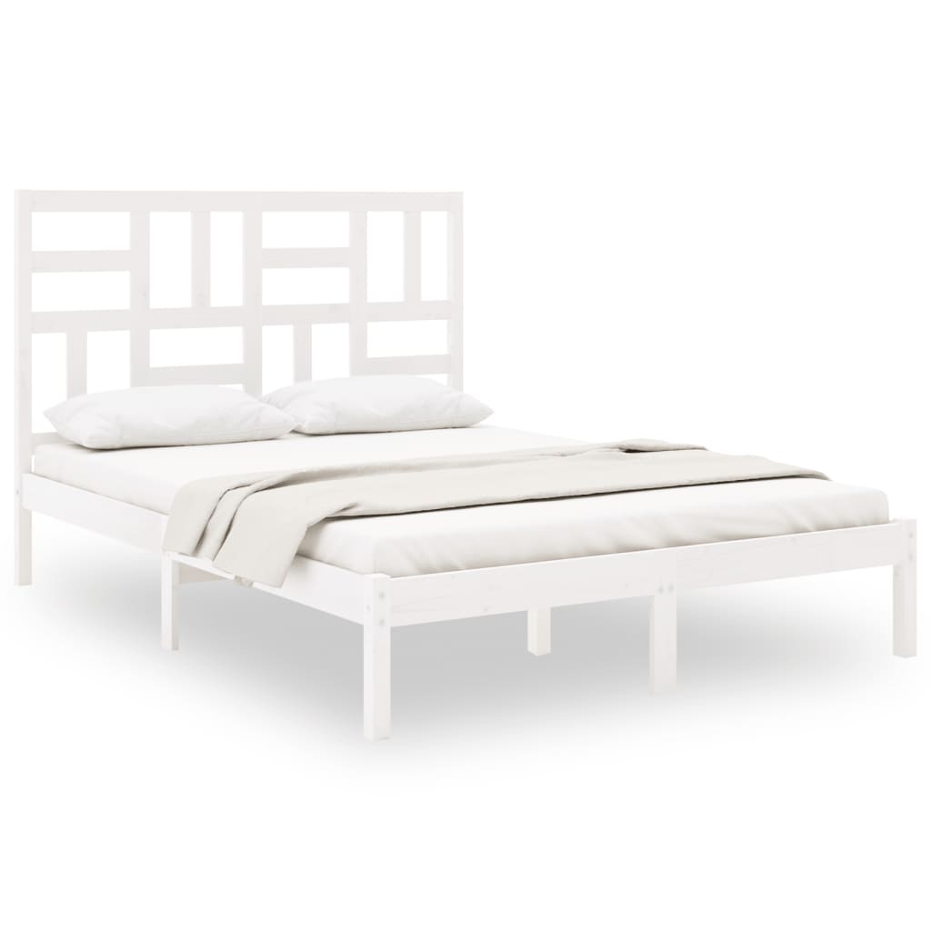 Estructura de cama de madera maciza blanca 140x200 cm