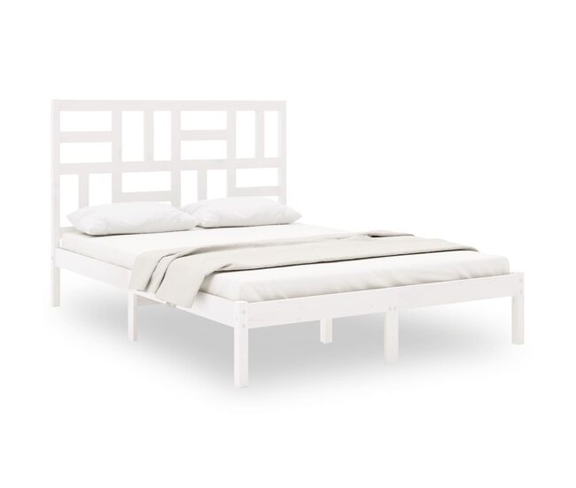 Estructura de cama de madera maciza blanca 140x200 cm