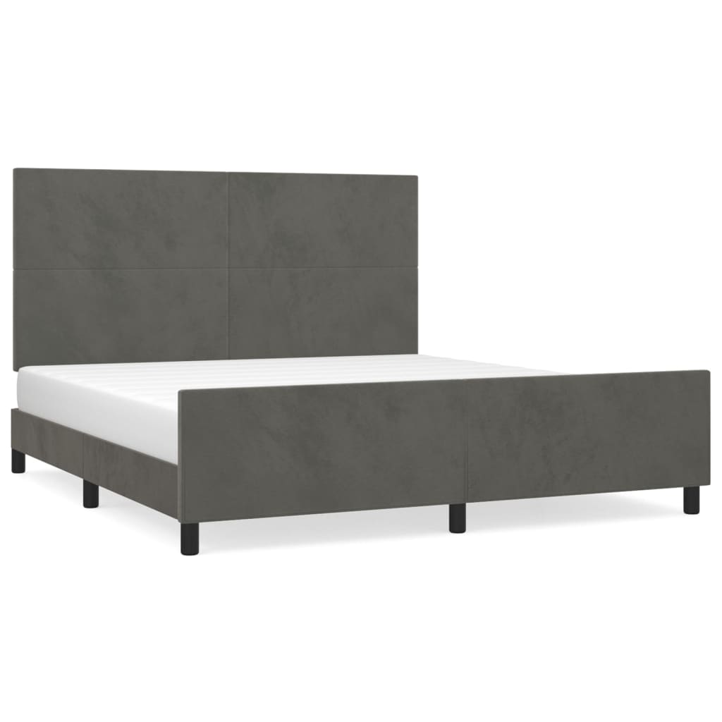 estructura cama con cabecero terciopelo gris oscuro 160x200 cm diseno plano