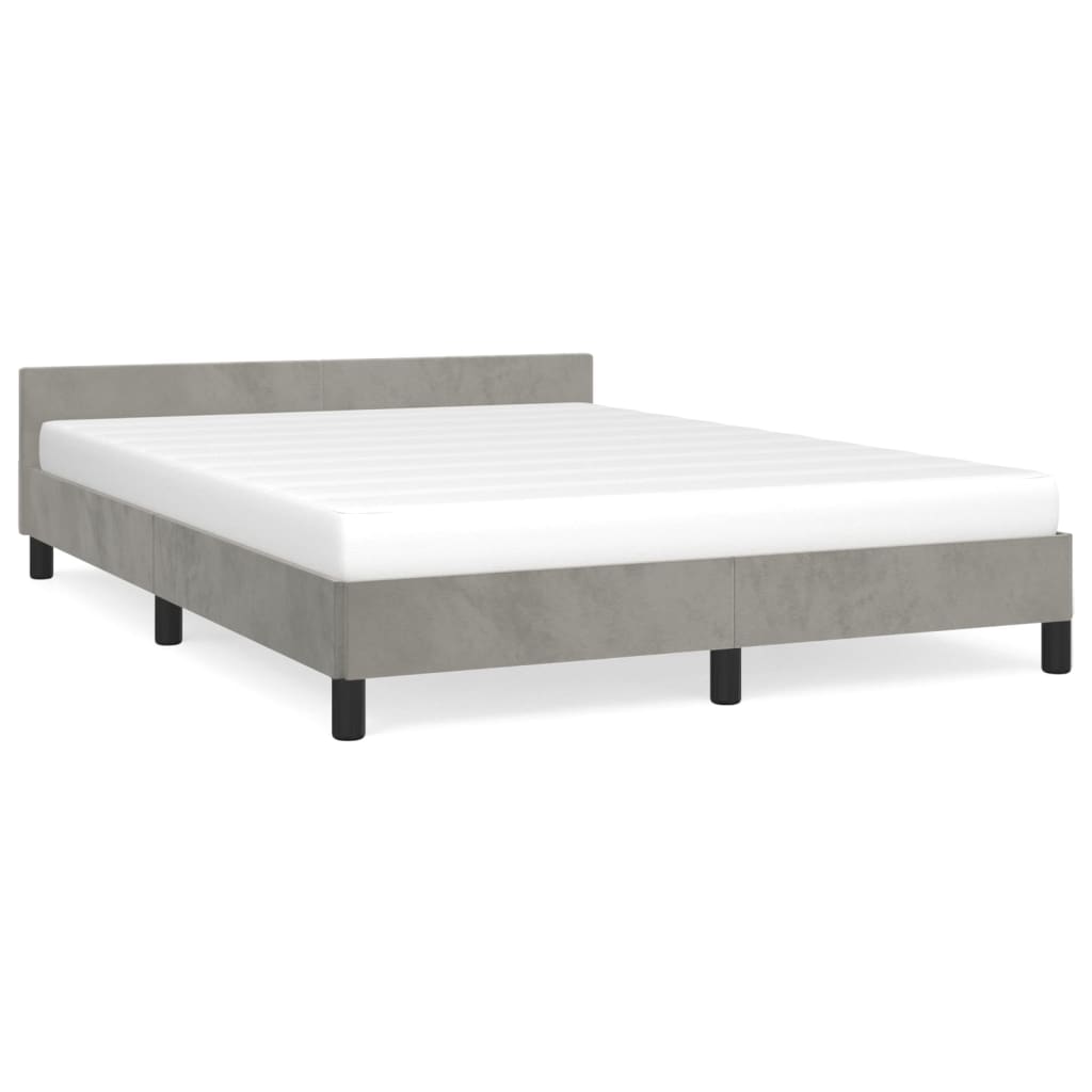 Estructura de cama con cabecero terciopelo gris claro 140x190cm
