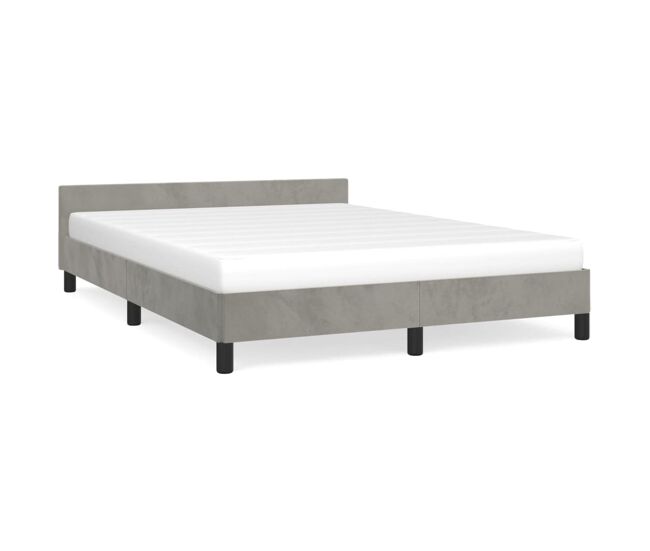 Estructura de cama con cabecero terciopelo gris claro 140x190cm