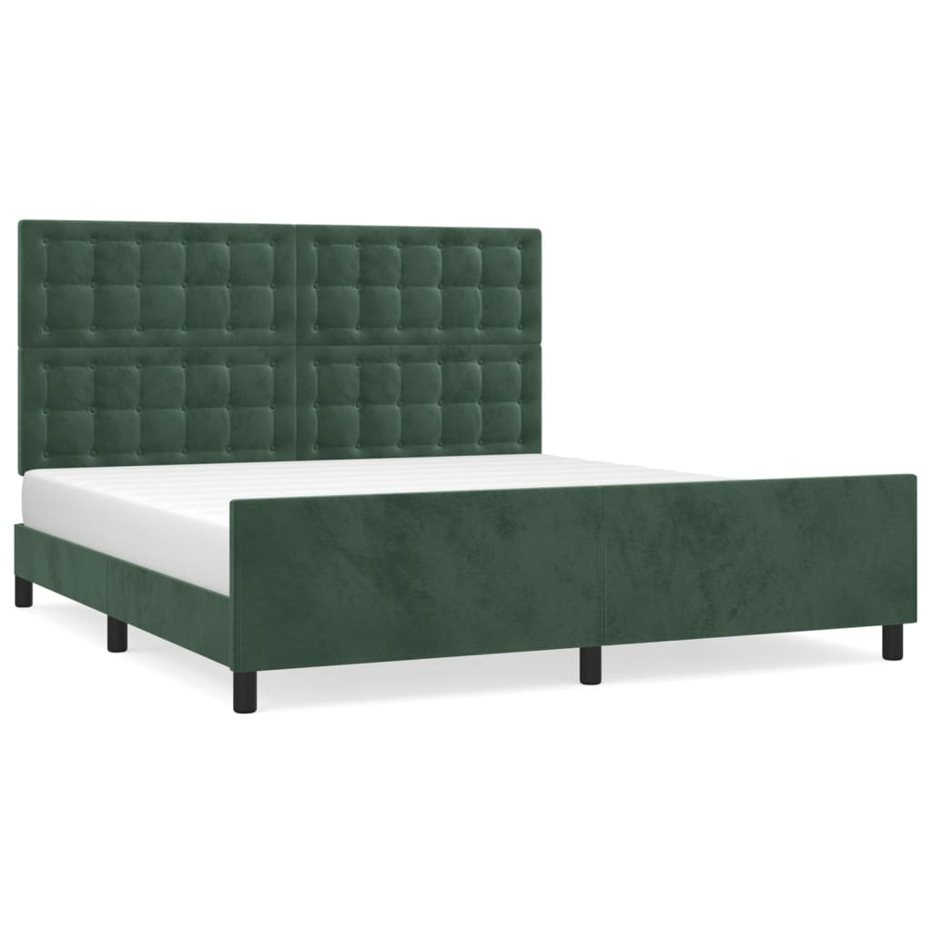 Estructura cama con cabecero terciopelo verde oscuro 160x200 cm botones