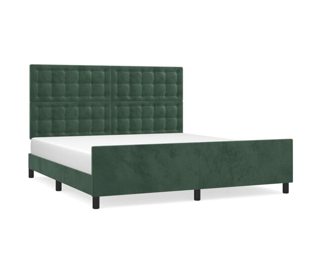 Estructura cama con cabecero terciopelo verde oscuro 160x200 cm botones