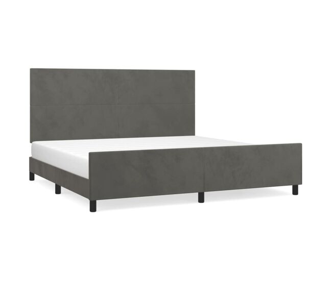 Estructura cama con cabecero terciopelo gris oscuro 200x200 cm diseño plano