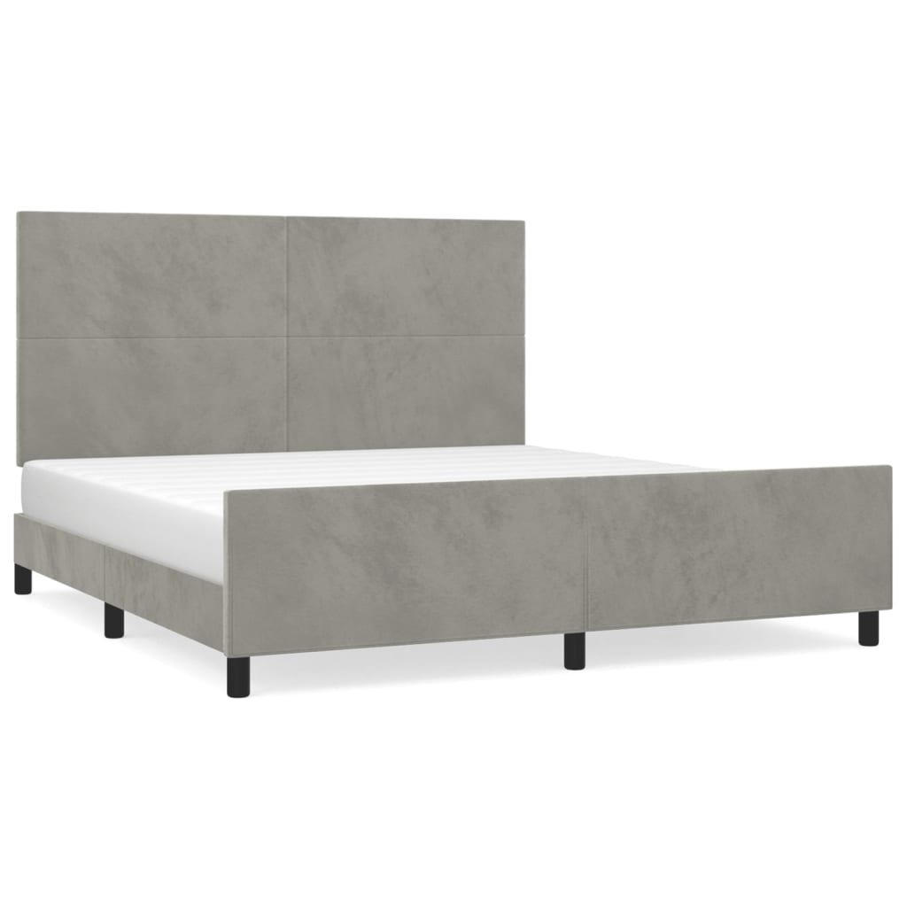 Estructura de cama con cabecero terciopelo gris claro 160x200cm diseño plano