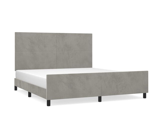 Estructura de cama con cabecero terciopelo gris claro 160x200cm diseño plano