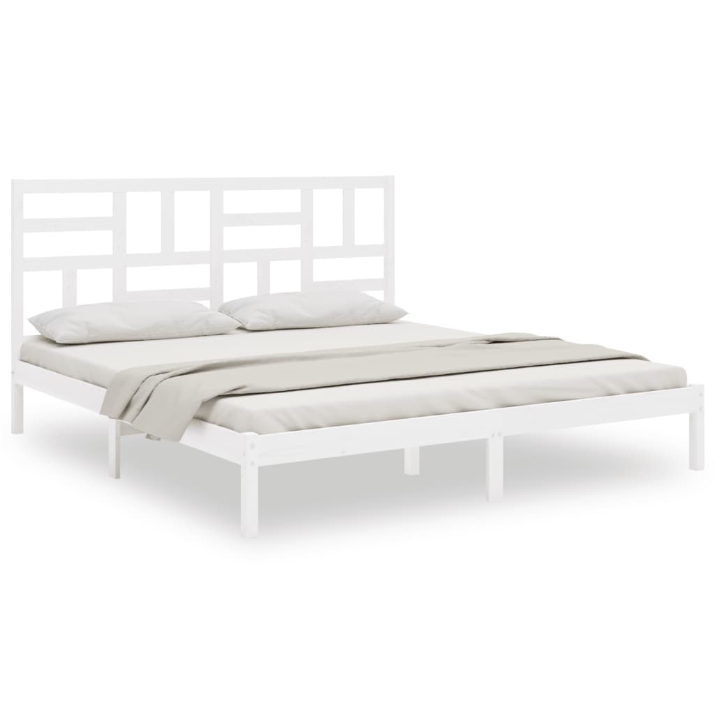 Estructura de cama madera maciza blanca super king 180x200 cm