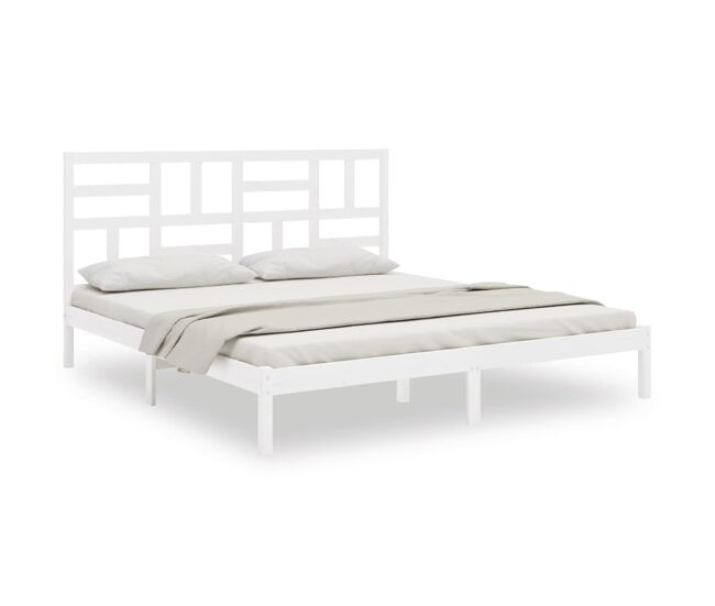 Estructura de cama madera maciza blanca super king 180x200 cm