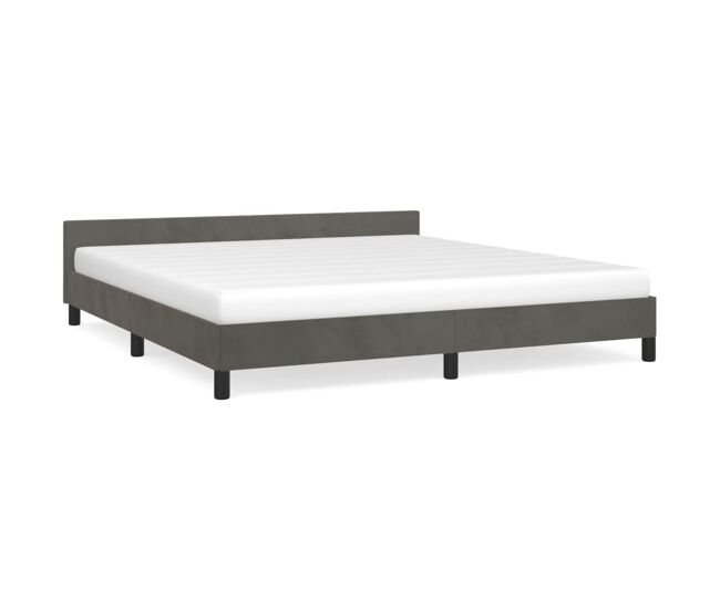 Estructura cama con cabecero terciopelo gris oscuro 160x200 cm